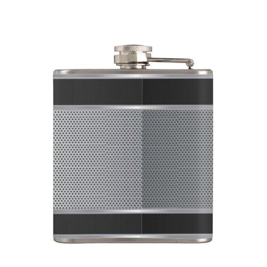 Äsche in Schwarz und Silver Mesh Flask Flachmann (Rückseite)