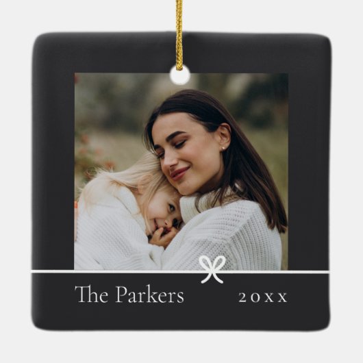 Asche | Minimalistisches zweiseitiges Foto Keramikornament (Rückseite)