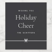 Asche | Modern Bow Einfach Minimal Urlaub Cheer Weinetikett (Einzelnes Label)