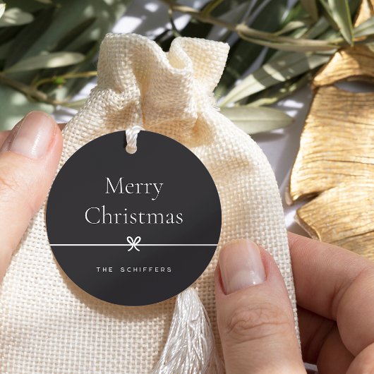Asche | Modern Bow Einfache Minimale Weihnachtsges Geschenkanhänger