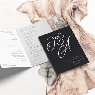 Asche Schrift-Wasserzeichen-Monogramm-Hochzeit Programm