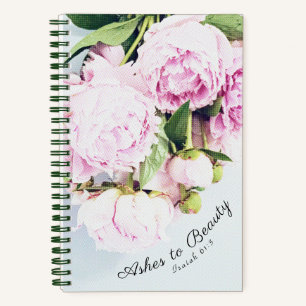 Asche zu Schönheit Jesaja 61:3 Pfingstrosen Floral Notizblock