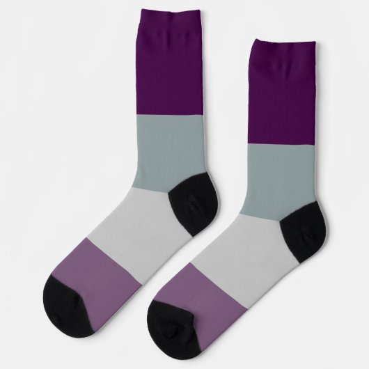Ascheexual Rainbow Graue, Lila gestreifte LGBT Socken (Linkes Detail)