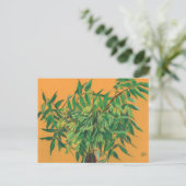 Aschenbaum, grüne Blätter, gelb gestrichene Kunstm Postkarte (Stehend Vorderseite)