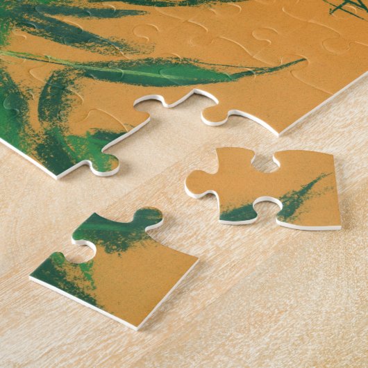 Aschenbaum, grüne Blätter, gelb gestrichene Kunstm Puzzle (Seite)