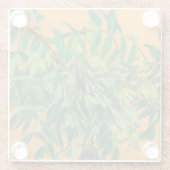 Aschenbaum, grüngelbe Sommergärten, Blumenkunst Glasuntersetzer (Rückseite)