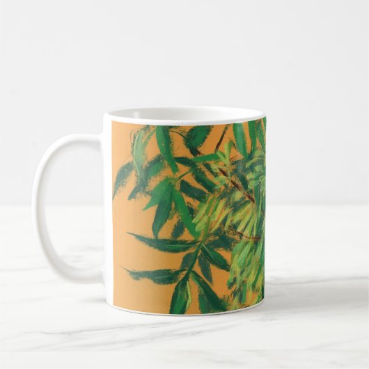 Aschenbaum, grüngelbe Sommergärten, Blumenkunst Kaffeetasse (Links)