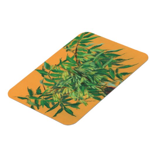 Aschenbaum, grüngelbe Sommergärten, Blumenkunst Magnet (Linke Seite)