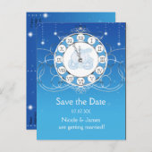 Aschenella Almost Mitternacht Silver Save the Date Ankündigungspostkarte (Vorne/Hinten)