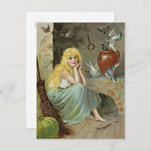 Aschenputtel am Feuer CC1169 Jenny Nyström Postkarte (Vorne/Hinten)