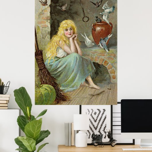 Aschenputtel an der Feuerstelle Jenny Nyström Larg Poster (Heimbüro)