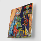 Aschenputtel, der Prinz und der Scheiber Quadratische Wanduhr (Winkel)