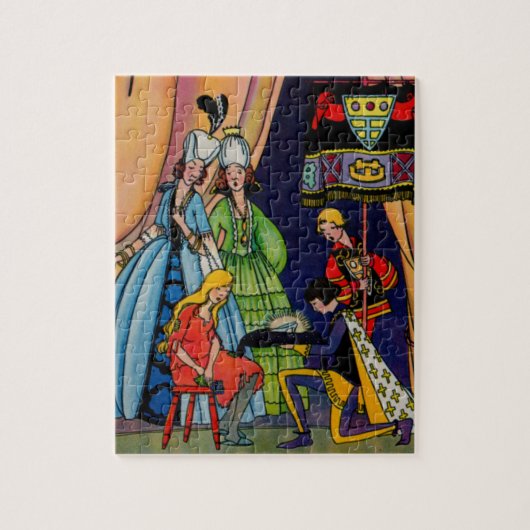 Aschenputtel, der Prinz und die Scheibe Puzzle (Vertikal)