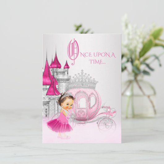 Aschenputtel einmal auf einmal rosa Prinzessin zum Einladung (Stehend Vorderseite)