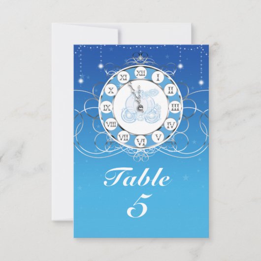 Aschenputtel Fast Mitternacht Silber Blau Tisch Einladung (Vorderseite)