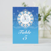Aschenputtel Fast Mitternacht Silber Blau Tisch Einladung (Stehend Vorderseite)