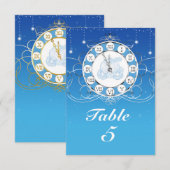 Aschenputtel Fast Mitternacht Silber Blau Tisch Einladung (Vorne/Hinten)
