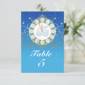 Aschenputtel Fast Mitternachtsblaue Tischnummernka Einladung (Stehend Vorderseite)