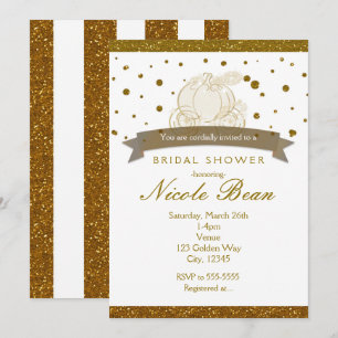 Aschenputtel-Kutsche Gold Glitter Punkte Einladung