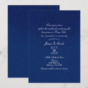 Aschenputtel Navy Blau Elegante Märchenhochzeit Einladung