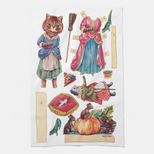 Aschenputtel, Papierpuppe, Louis Wain Geschirrtuch