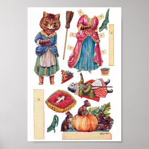 Aschenputtel, Papierpuppe, Louis Wain Poster