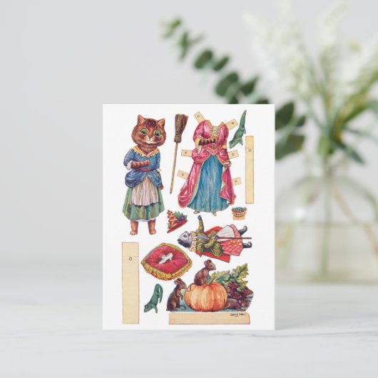 Aschenputtel, Papierpuppe, Louis Wain Postkarte (Stehend Vorderseite)