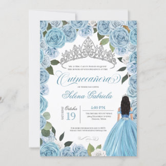 Aschenputtel Princess Ball Blue Rose V2 Quinceaner Einladung