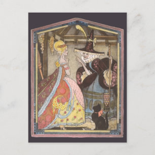 Aschenputtel und gute Fee, Vintage Märchen Postkarte