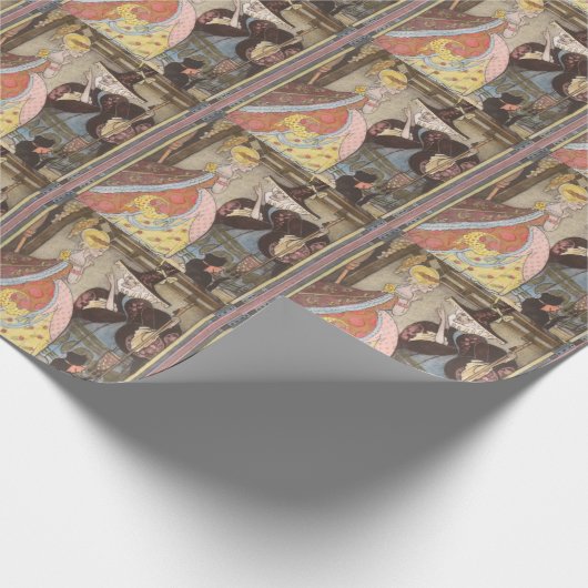 Aschenputtel und Märtyrerin, Vintage Märchen Geschenkpapier (Ecke)