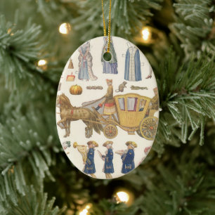 Aschenputtel, Vintage viktorianische Papierspielze Keramik Ornament