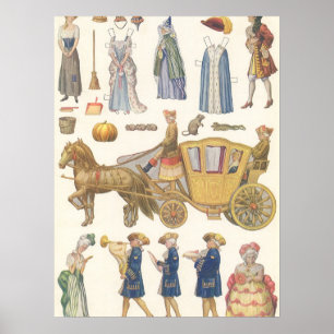 Aschenputtel, Vintage viktorianische Papierspielze Poster