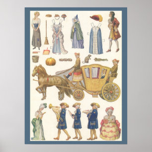 Aschenputtel, Vintage Viktorianische Puppentoilett Poster