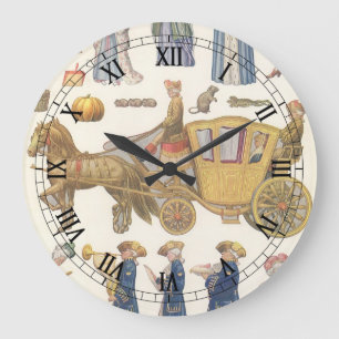 Aschenputtel, Vintage viktorianisches Papierpuppe  Große Wanduhr