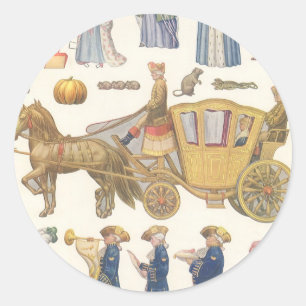 Aschenputtel, Vintage viktorianisches Papierpuppe  Runder Aufkleber