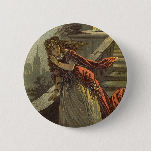 Ascheputtel auf Altmodisch, Viktorianische Märchen Button (Vorderseite)
