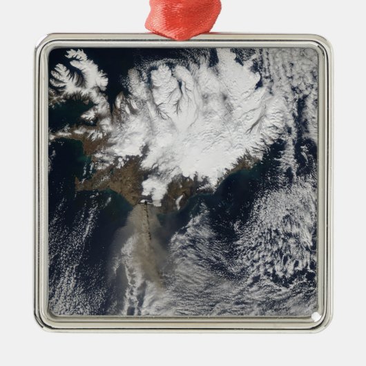 Aschewolke vom Vulkan Eyjafjallajokull, Island Silbernes Ornament (Vorne)