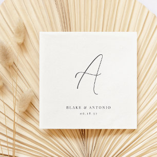 Aschfarben   Elegante Thin Line Script Wedding Mon Serviette