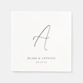 Aschfarben | Elegante Thin Line Script Wedding Mon Serviette (Vorderseite)