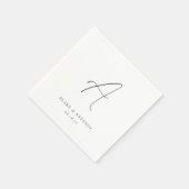 Aschfarben | Elegante Thin Line Script Wedding Mon Serviette (Ecke)
