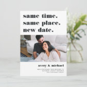Aschfarben | Modernes Hochzeitspause - Foto Save The Date (Stehend Vorderseite)