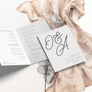 Aschfarben   Script Watermark Monogram Wedding Programm