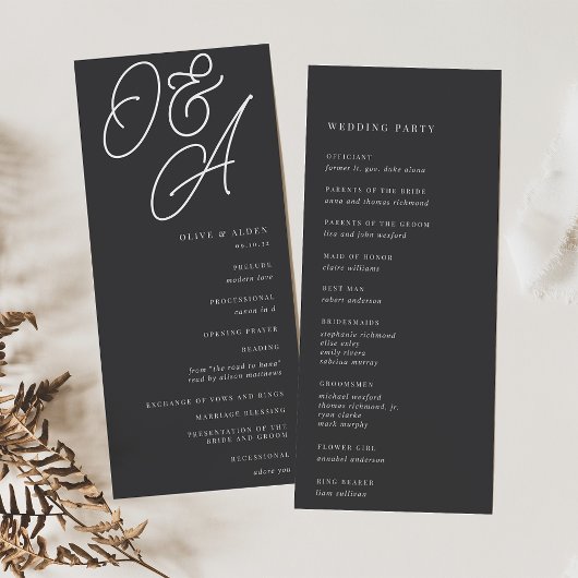Aschfarben | Script Watermark Monogram Wedding Programm