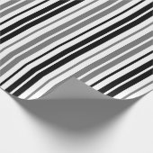 Aschgrau Schwarz Weiß Streifen Muster   Geschenkpapier (Ecke)