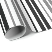 Aschgrau Schwarz Weiß Streifen Muster   Geschenkpapier (Rolleneckpunkt)