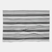 Aschgrau Schwarz Weiß Streifen Muster Geschirrtuch (Horizontal)