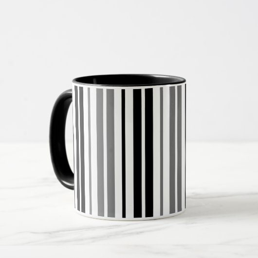 Aschgrau Schwarz Weiß Streifen Muster   Tasse (Vorderseite Links)