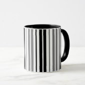 Aschgrau Schwarz Weiß Streifen Muster   Tasse (VorderseiteRechts)