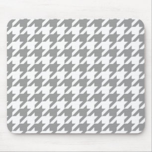 Aschgrau weißes Houndstooth Karomuster Mousepad