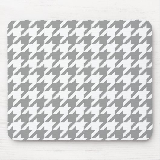 Aschgrau weißes Houndstooth Karomuster Mousepad (Vorne)